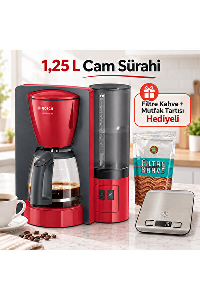 TKA6A044 1,25 L Cam Sürahi Filtre Kahve Makinesi Filtre Kahve ve Tartı Hediyeli