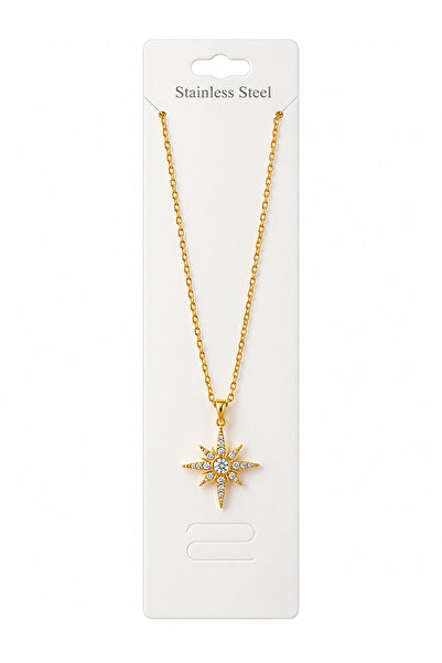 Generic Brand Steel Sun Star Necklace – Stylish Women's Necklace with Gold Co...