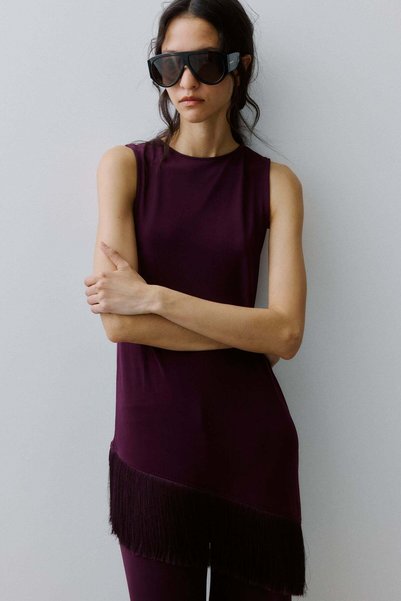 H&M Asymmetric fringe-trimmed top