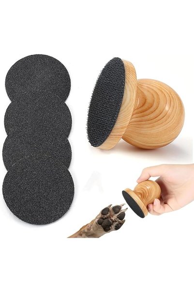 Axylar 1Pcs Gentle Dog Nail Grinder with 4Pcs Replacement Pads,Natural Wood P...