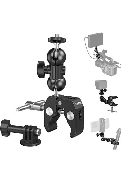 SmallRig Super Camera Clamp Mount, Double Ball Head Magic Arm Adapter, Fence/...