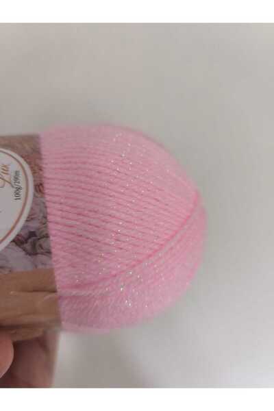 Kartopu Gonca Bebe Lux Simli K782 Pink Lot 73435 Knitting Yarn