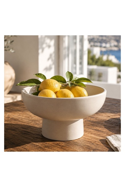 OEM Fructieră ceramică bej Ø26x13 cm, 2,36 L – fructele rămân la vedere și uș...