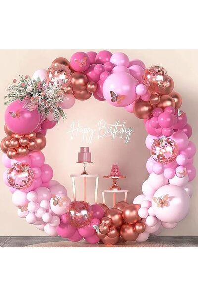Generic Rose Red & Pink & Gold Party Balloons Set 158PCS，With Confetti Balloo...