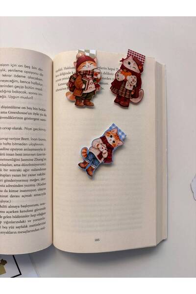 tinystoriestr Magnetic Bookmark - Autumn&Winter Cat Theme - 3/6 Pieces - Magnetic Bookmark Page Marker