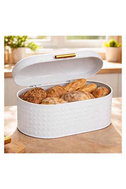 OEM Cutie metalică albă pentru pâine 33,5x20x16 cm – protejează pâinea și ord...