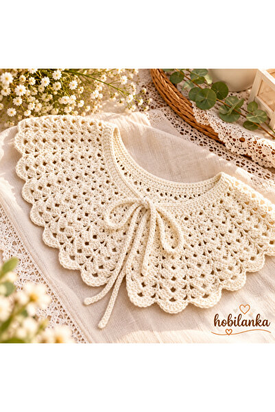 hobilanka ياقة محبوكة من الكروشيه بلون إكرو، إكسسوار ملابس بتصميم دانتيل عتيق