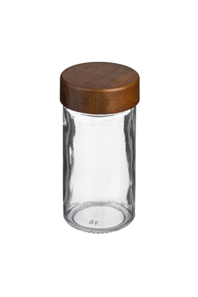 OEM Solniță sticlă cu capac din lemn Ø4x10 cm – servești sarea sau piperul fă...