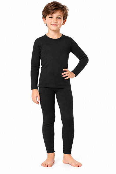 westicgiyim Children's Thermal Underwear Set Black Bottom Top Long Sleeve Win...
