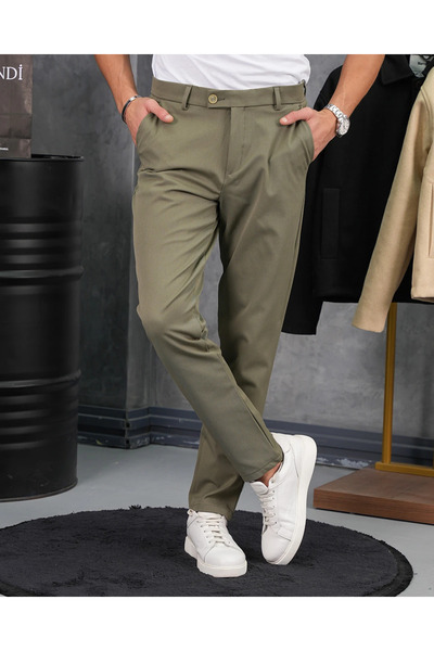 MODEFENDİ High Quality Cotton Lycra Slim Fit Fabric Trousers