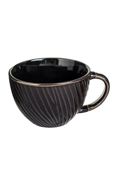 OEM Cană Ceramica neagră cu Dungi – cană practică pentru cafea, ceai și utili...