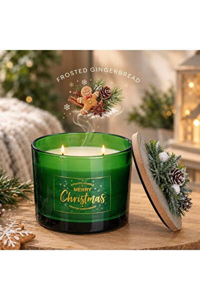 DD SHOP Lumanare Parfumata de Craciun cu Aroma Gingerbread Alba in Recipient ...