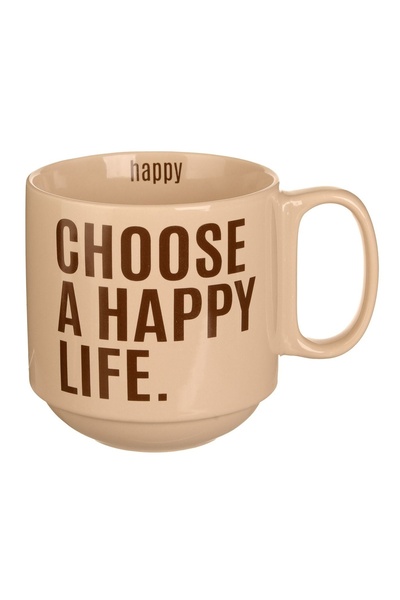 OEM Cană Ceramica Crem cu Fund Circular "Choose" - 400ml – cadou util cu desi...