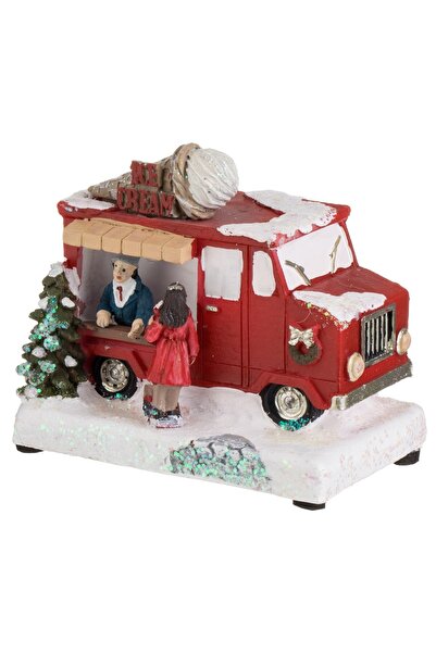 DD SHOP Scena de Craciun Camion Inghetata cu Figurina & Lumina LED 11x7x10cm