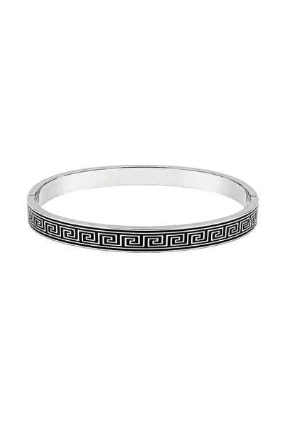 MOMOCA unisex βραχιόλι με μαίανδρο σε γραμμικό σχέδιο Ασημί Χρώμα