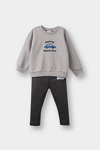 DeFacto Baby Boy 2-Piece Set Vehicle Printed Sweatshirt