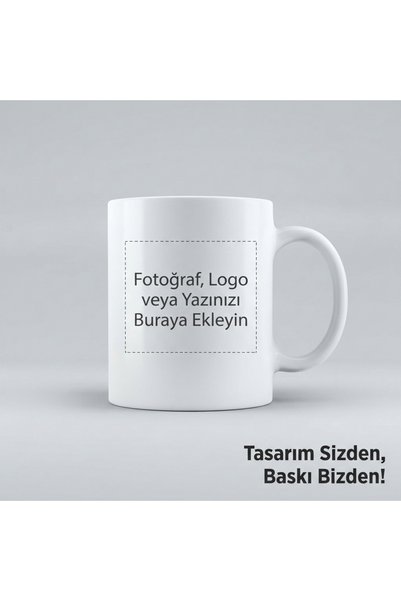 novadi Kişiye Özel Fotoğraf Yazı Logo Baskılı Beyaz Seramik Kupa Bardak (Kend...