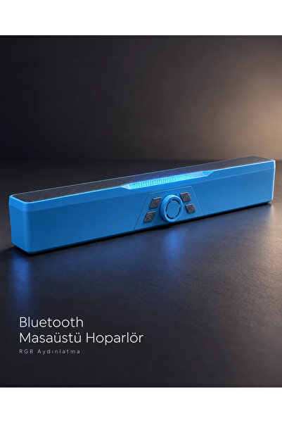 Döner Kontrol Düğmeli Bluetooth 5.4 Kablosuz Hoparlör 6 W RGB Işıklı Mavi
