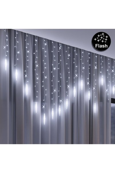DD SHOP Instalatie perdea luminoasa 152 becuri LED alb rece turturi 3m interc...
