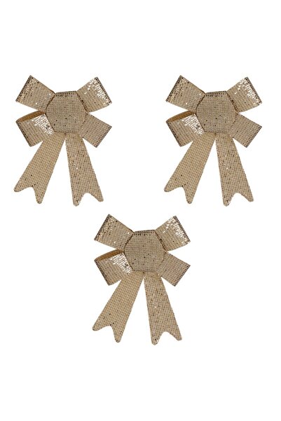 DD SHOP Set Fundite Decorative de Craciun Bej Sampanii cu Glitter 10cm - 3buc