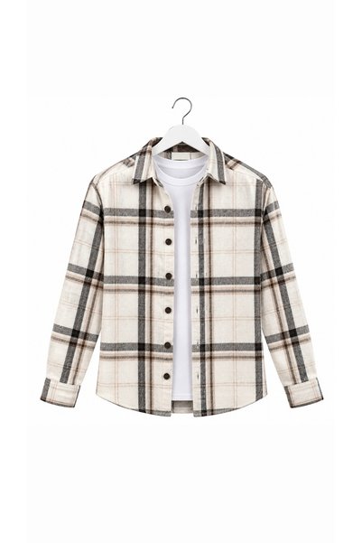 Minharir Men's Checkered Plaid Pattern Lumberjack Shirt