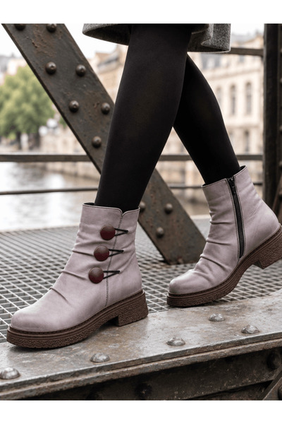 İNZE AYAKKABI Genuine Leather Women's Boots Model Name: Medusa