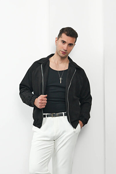 MODEFENDİ Zipper Detailed Suede Jacket