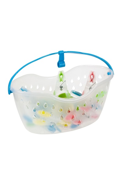 OEM Coșuleț Oval Transparent cu 20 de Cârlige Rufe – ține cârligele sau rufel...