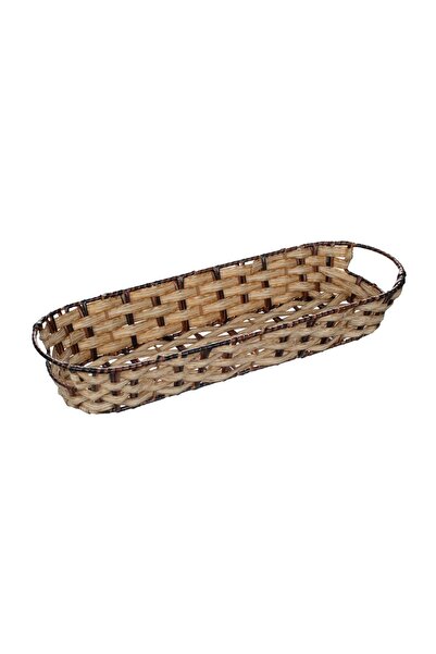 OEM Coș Decorativ de Bucatarie Maro Ecru Impletit 38x13.5x6cm – servești și d...