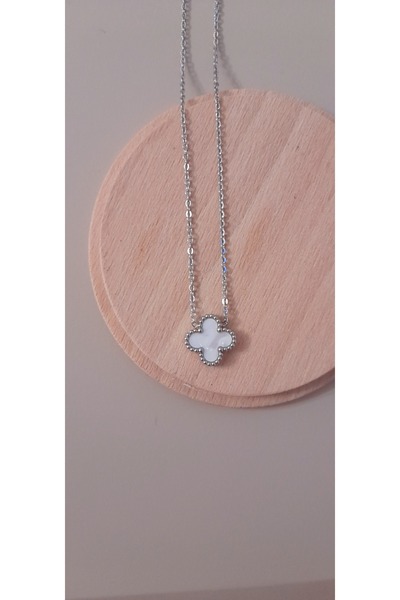 ANGELSS JEWELLERY Steel Clover Silver Necklace