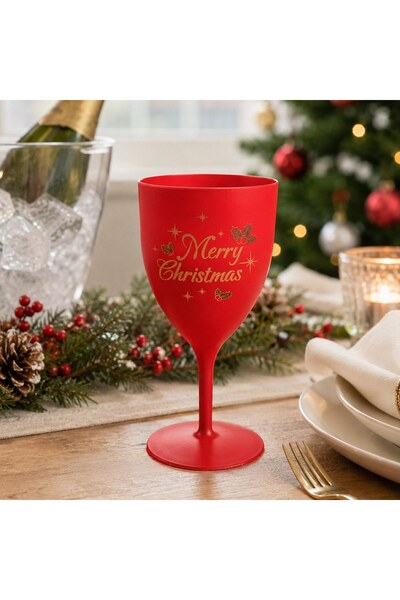 DD SHOP Pahare plastic sampanie merry chr - Set Craciun Rosu