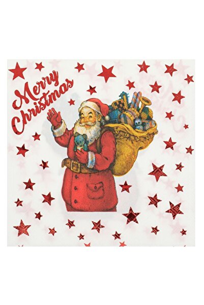 DD SHOP Servetele de Masa Mos Craciun cu Cadouri Stele "Merry Christmas" Foli...