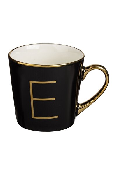 OEM Cană New Bone neagră cu Litera Aurie E – cană practică pentru cafea, ceai...