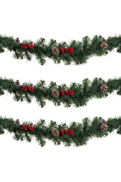 DD SHOP Ghirlanda de Craciun Verde Berries Conuri 2.7m x 26cm - Ghirlande Bra...
