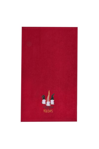DD SHOP Prosop din Bumbac de Craciun Rosu cu Figuri de Gnome Brodat 60x40cm