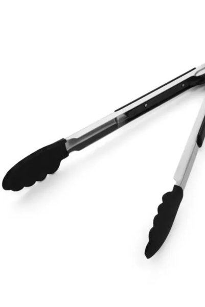 Kitchenaid Silicone-Tipped Side-Locking Tongs Onyx Black and Silver 30cm