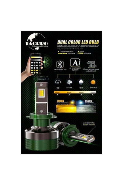 OEM TACPRO ΔΙΧΡΩΜΗ LED ΛΑΜΠΑ ΑΥΤΟΚΙΝΗΤΟΥ H4 ΜΕ BLUETOOTH & ΡΥΘΜΙΖΟΜΕΝΗ ΘΕΡΜΟΚ...