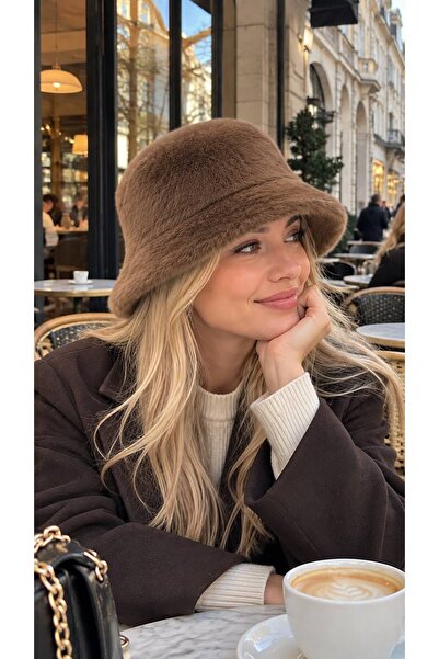 MARBERRY Mink Soft Textured Plush Bucket Women's Hat