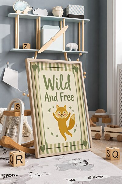KEYFHOME Wild And Free Cute Fox Γραμμένο Πλαίσιο MDF Πίνακας Αφίσα Διακόσμηση...