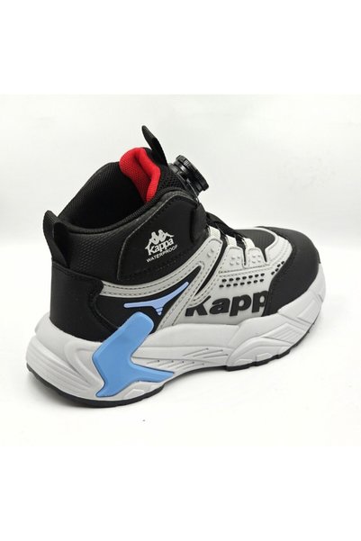 Kappa KP-4037F Gri Siyah Makara Bağcıklı Erkek Çocuk Outdoor Su Geçirmez Bilekli Sneaker