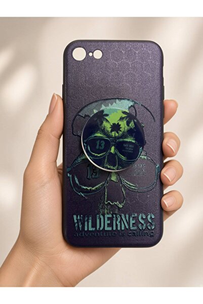 iPhone 7/8/Se Uyumlu Desenli Pop Soketli Silikon Kılıf