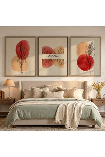 KEYFHOME Balance Watercolor Botanical Σετ 3 τεμαχίων με κορνίζα MDF Αφίσα ζωγ...