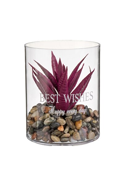 OEM Vază Decorativă din Plastic cu Planta roșie Ø8x10cm – decor gata de așeza...