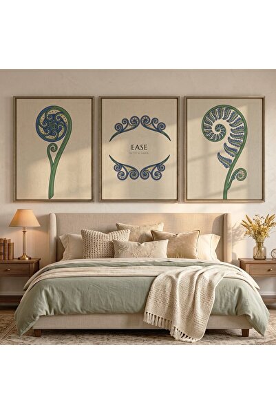 KEYFHOME Ease Fern Botanical Σετ 3 τεμαχίων με κορνίζα MDF Αφίσα ζωγραφικής γ...