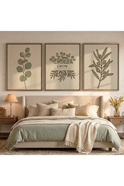 KEYFHOME Grow Greenery Botanical Σετ 3 τεμαχίων με κορνίζα MDF Αφίσα ζωγραφικ...