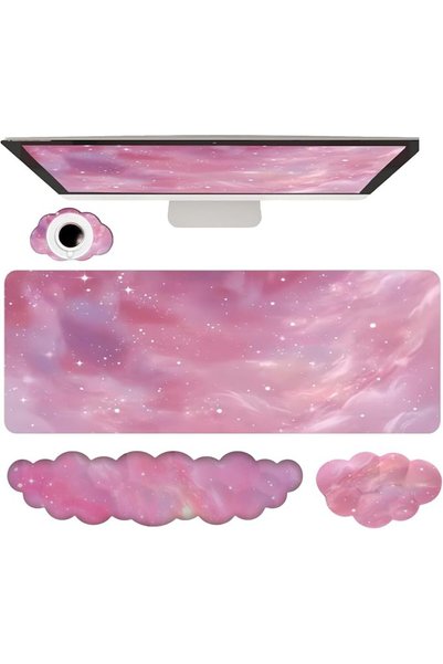 GENERAL Gel Wrist Rest for Keyboard and Mouse Square Pink Plaid Clear Keyboar...