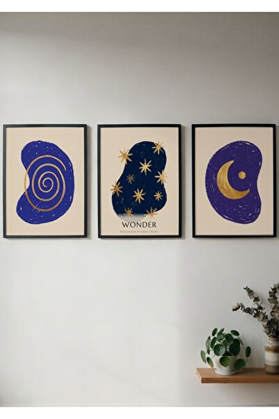 KEYFHOME Wonder Cosmic Boho Σετ 3 τεμαχίων με κορνίζα MDF Αφίσα ζωγραφικής γι...