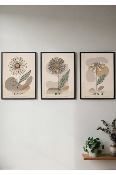 KEYFHOME Επιλέξτε Joy Daily Floral Botanical Σετ 3 τεμαχίων με κορνίζα αφίσα ...