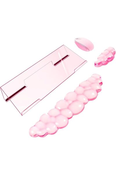 GENERAL Gel Wrist Rest for Keyboard and Mouse Square Pink Plaid Clear Keyboar...