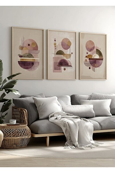 KEYFHOME Mid-Century Modern Shapes Abstract Σετ 3 Τεμαχίων Πλαισιωμένο MDF Πί...